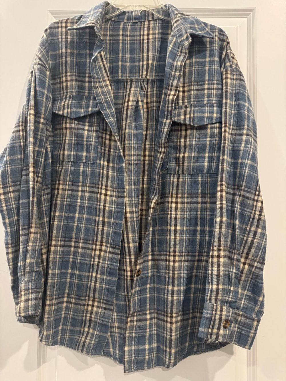 Blue Plaid Men's Flannel Shirt Jacket